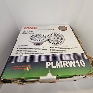 Pyle PLMRW10 10" 500 Watt Marine Subwoofer White. New In Open Box